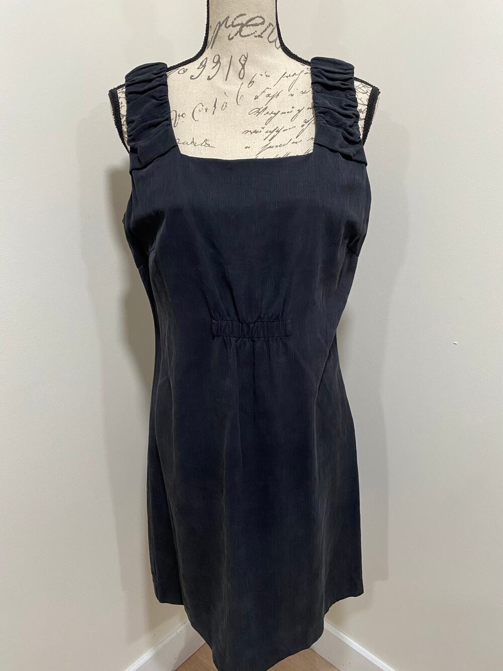 The Territory Ahead Black Silk/Cotton Sheath Dress Size 10